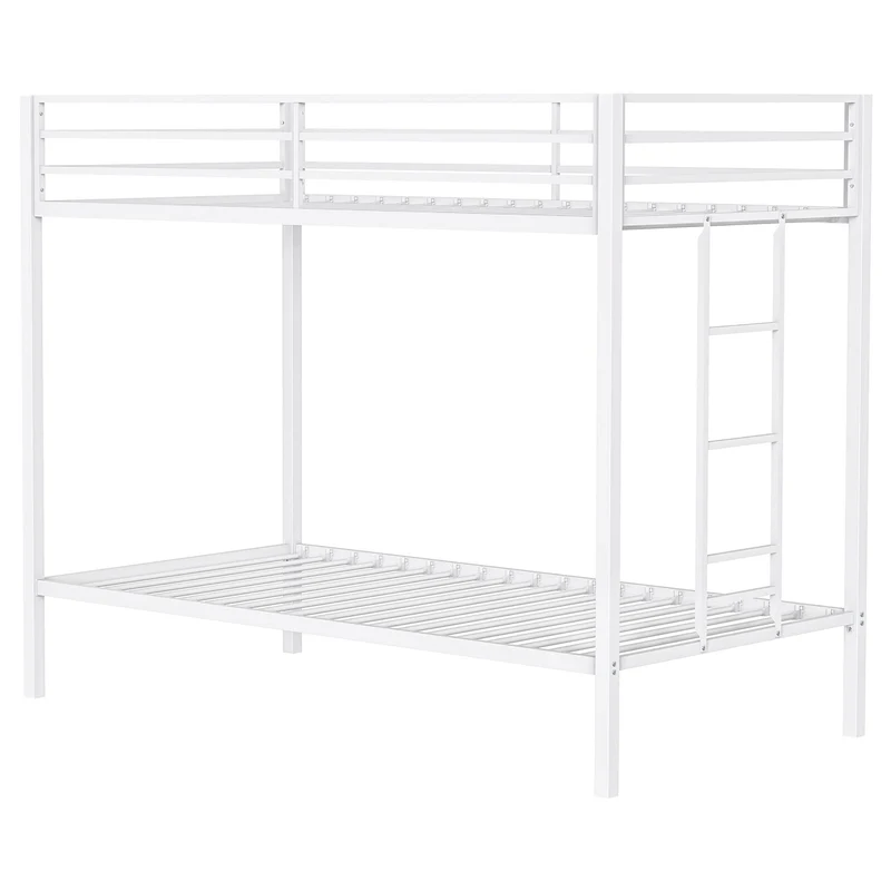 Coaster Furniture Alevera 460361WHT Metal Twin Over Twin Bunk Bed with Ladder - White