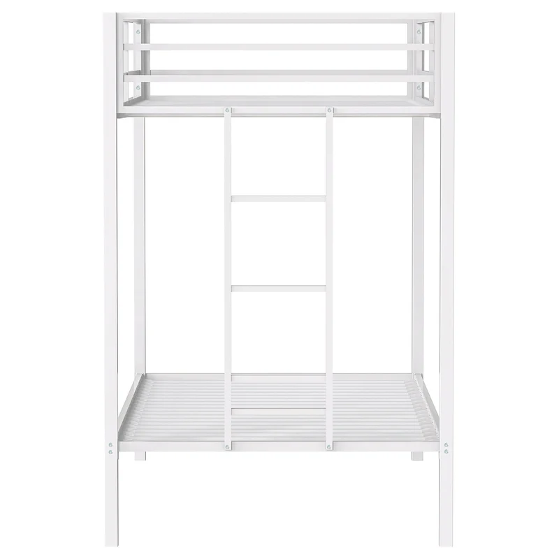 Coaster Furniture Alevera 460361WHT Metal Twin Over Twin Bunk Bed with Ladder - White