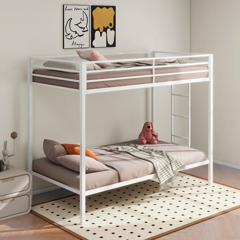 Coaster Furniture Alevera 460361WHT Metal Twin Over Twin Bunk Bed with Ladder - White
