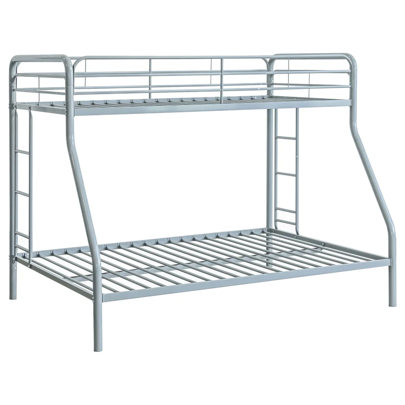 Coaster Furniture Carson 460340SVR Metal Twin Over Full Bunk Bed - Glossy Silver