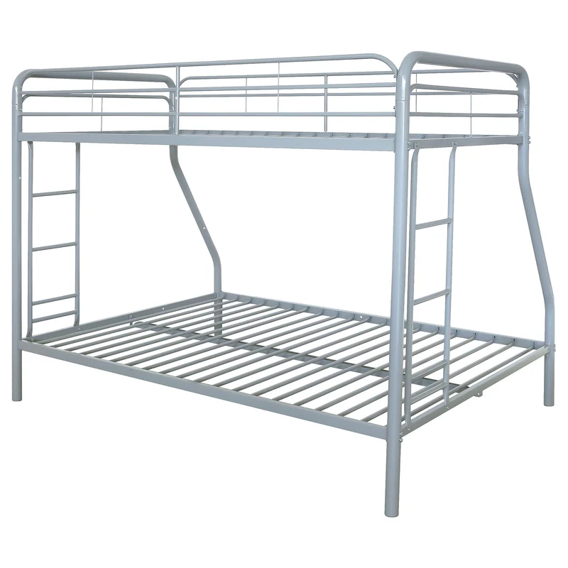 Coaster Furniture Carson 460340SVR Metal Twin Over Full Bunk Bed - Glossy Silver