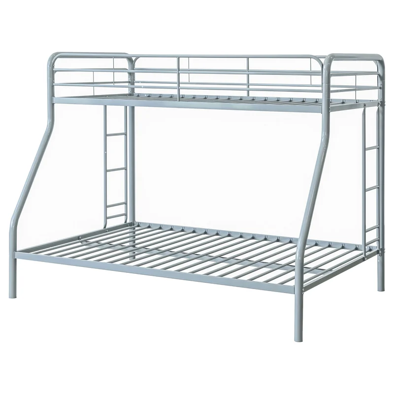 Coaster Furniture Carson 460340SVR Metal Twin Over Full Bunk Bed - Glossy Silver