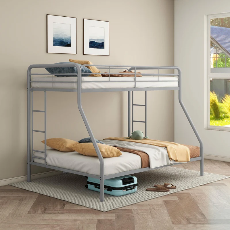 Coaster Furniture Carson 460340SVR Metal Twin Over Full Bunk Bed - Glossy Silver