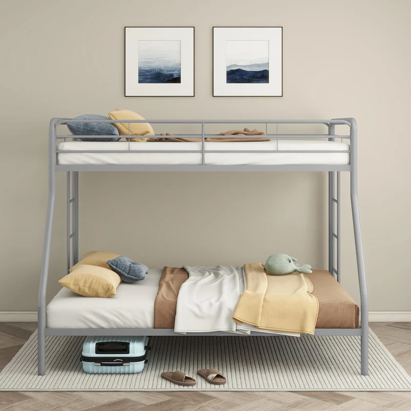 Coaster Furniture Carson 460340SVR Metal Twin Over Full Bunk Bed - Glossy Silver
