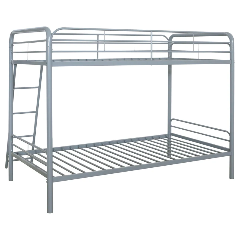 Coaster Furniture Carson 460334SVR Metal Twin Over Twin Bunk Bed - Glossy Silver