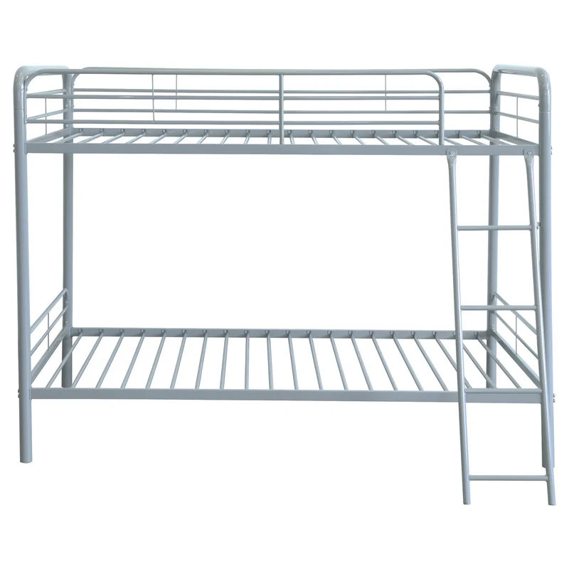 Coaster Furniture Carson 460334SVR Metal Twin Over Twin Bunk Bed - Glossy Silver