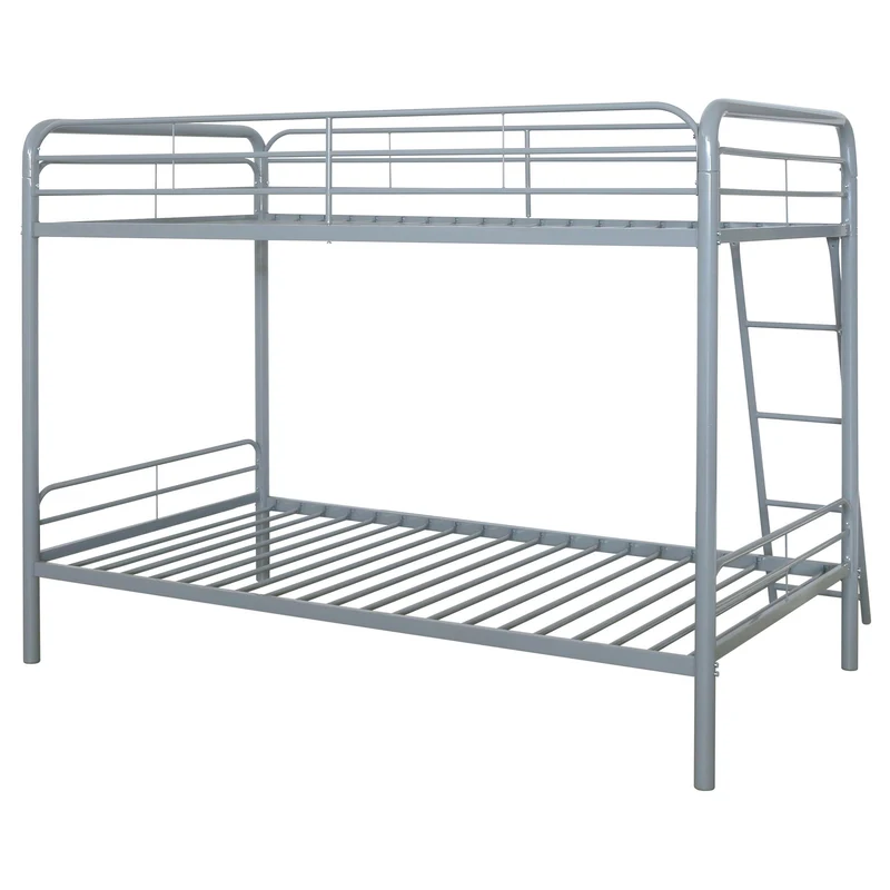 Coaster Furniture Carson 460334SVR Metal Twin Over Twin Bunk Bed - Glossy Silver