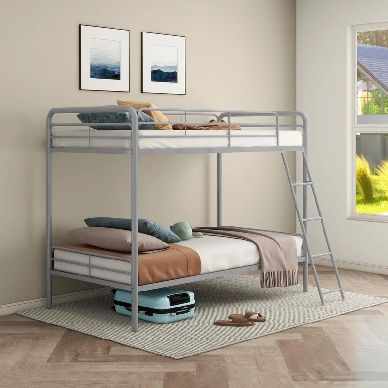 Coaster Furniture Carson 460334SVR Metal Twin Over Twin Bunk Bed - Glossy Silver