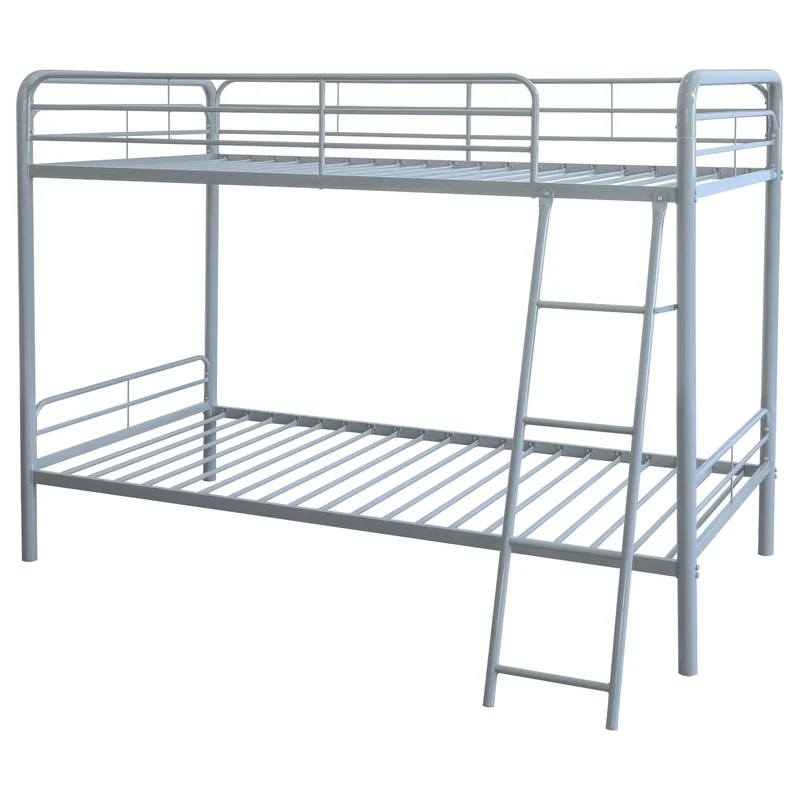 Coaster Furniture Carson 460334SVR Metal Twin Over Twin Bunk Bed - Glossy Silver