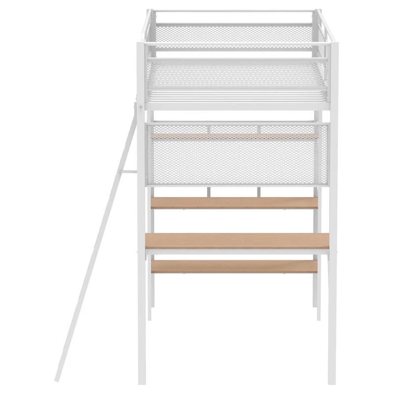 Coaster Furniture Campus 460332WHT 3-shelf Metal Twin Workstation Loft Bed - Matte White