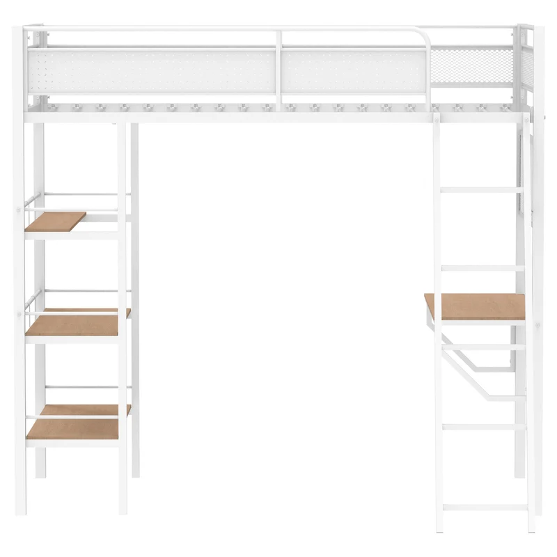 Coaster Furniture Campus 460332WHT 3-shelf Metal Twin Workstation Loft Bed - Matte White