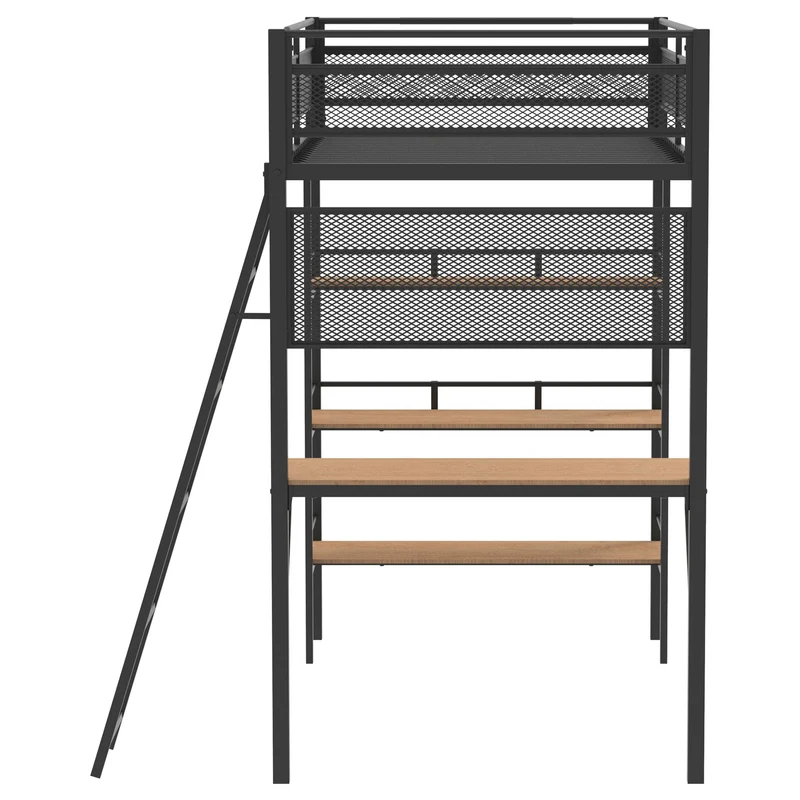 Coaster Furniture Campus 460332BLK 3-shelf Metal Twin Workstation Loft Bed - Matte Black