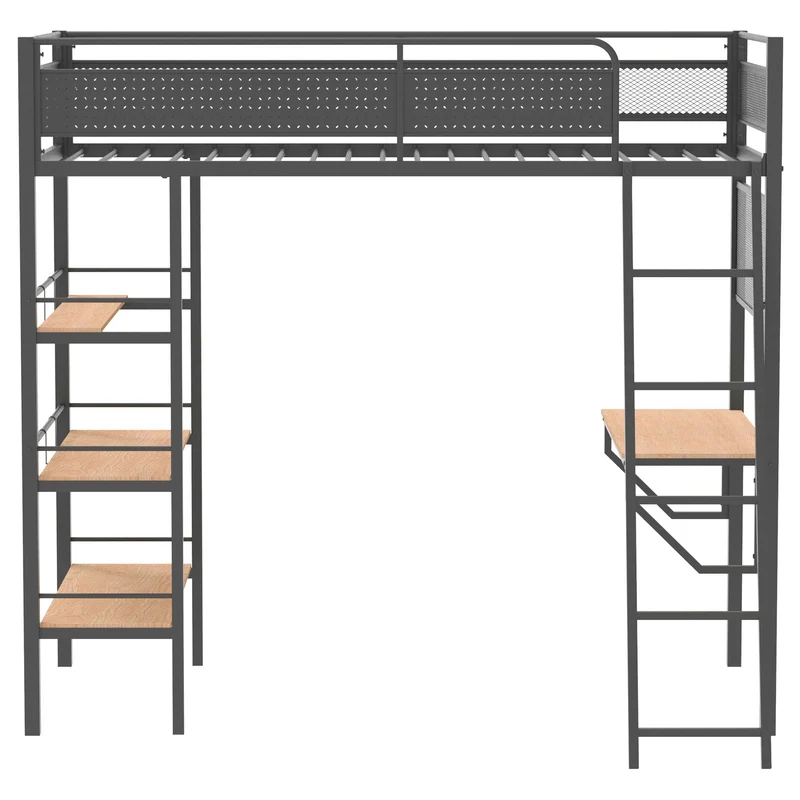 Coaster Furniture Campus 460332BLK 3-shelf Metal Twin Workstation Loft Bed - Matte Black