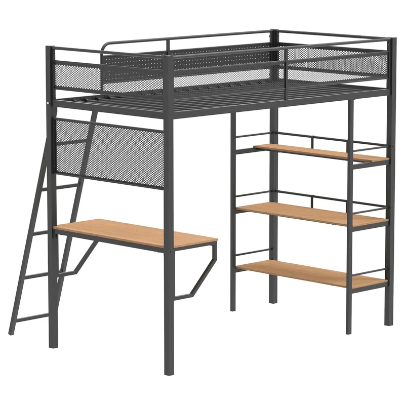 Coaster Furniture Campus 460332BLK 3-shelf Metal Twin Workstation Loft Bed - Matte Black