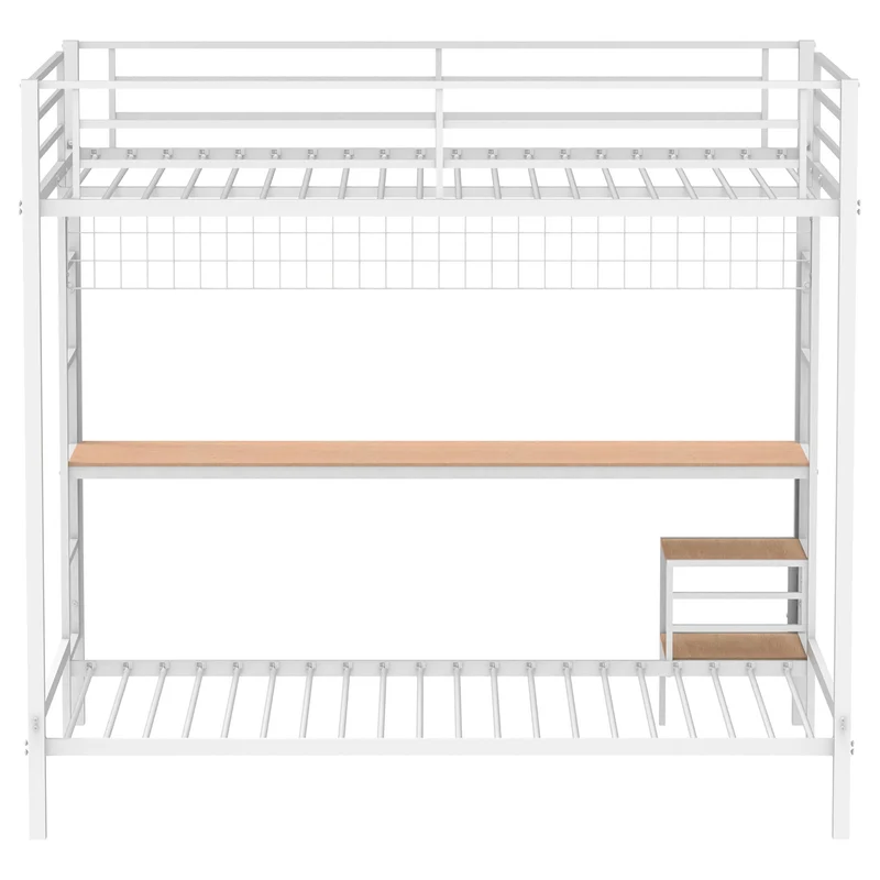 Coaster Furniture Bettoni 460209WHT Metal Full Over Twin Workstation Bunk Bed - Matte White