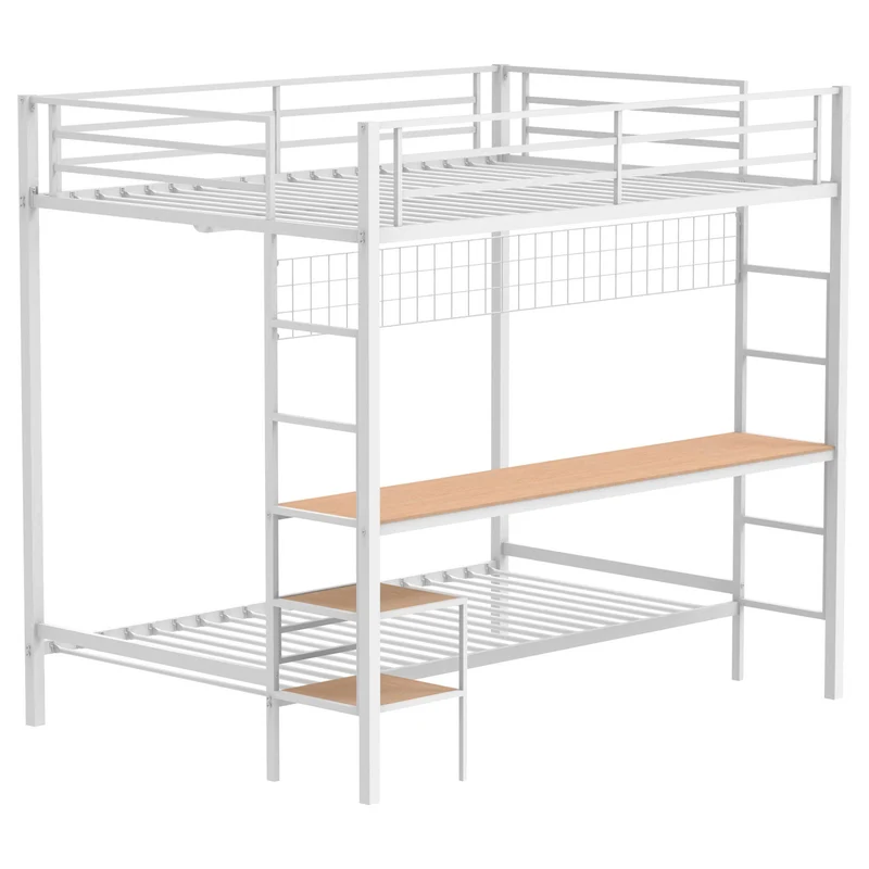 Coaster Furniture Bettoni 460209WHT Metal Full Over Twin Workstation Bunk Bed - Matte White
