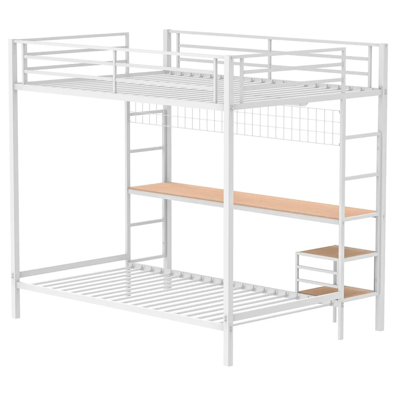 Coaster Furniture Bettoni 460209WHT Metal Full Over Twin Workstation Bunk Bed - Matte White