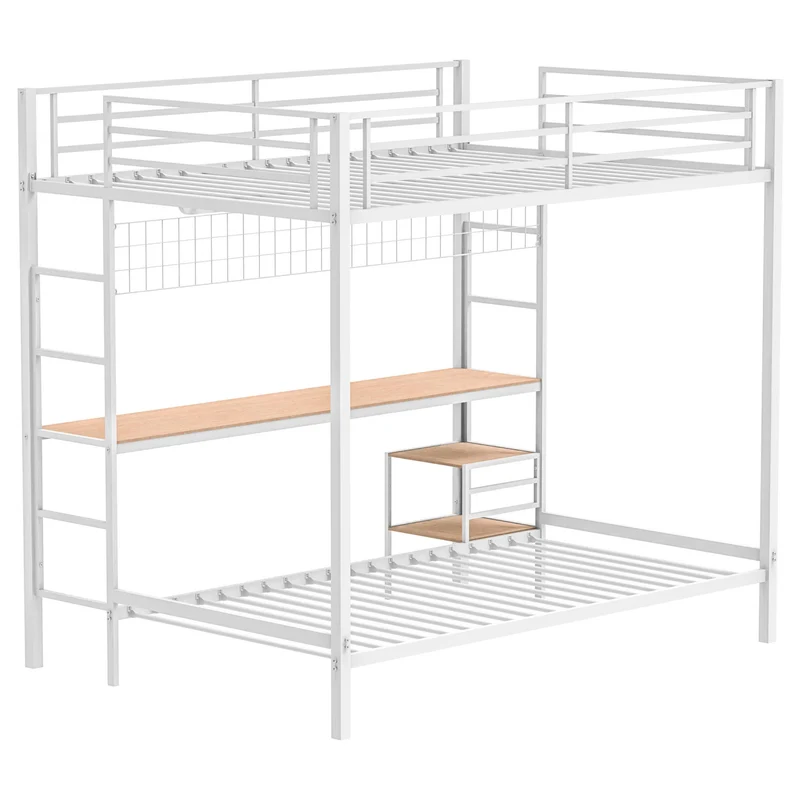 Coaster Furniture Bettoni 460209WHT Metal Full Over Twin Workstation Bunk Bed - Matte White