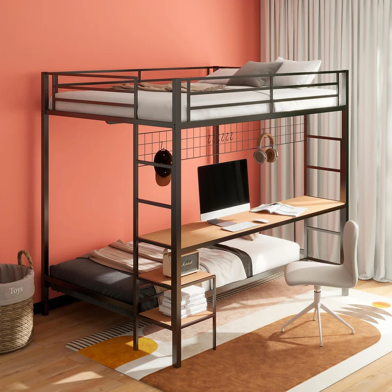 Coaster Furniture Bettoni 460209BLK Metal Full Over Twin Workstation Bunk Bed - Matte Black
