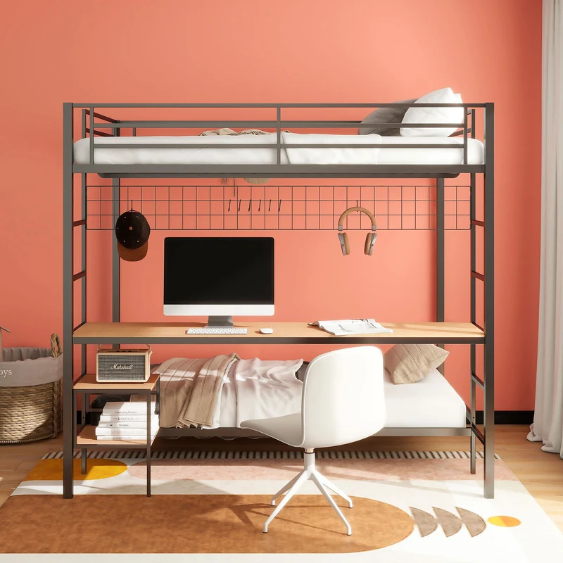 Coaster Furniture Bettoni 460209BLK Metal Full Over Twin Workstation Bunk Bed - Matte Black