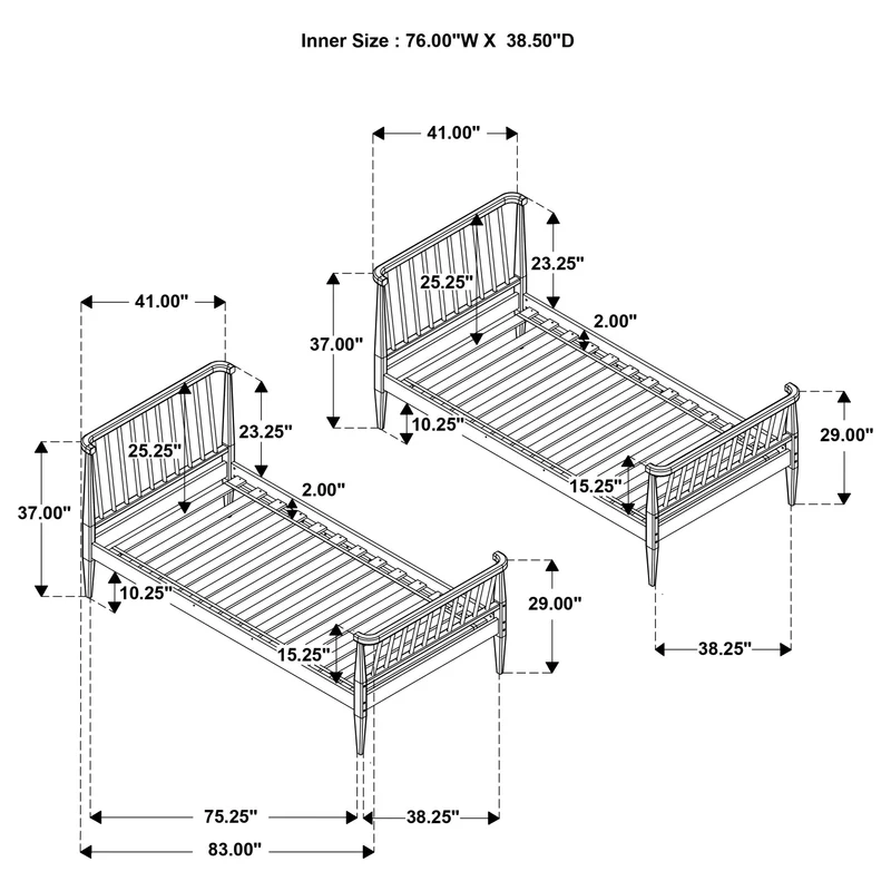 Coaster Furniture Abram 460061T Windsor Twin Over Twin Wood Bunk Bed with Ladder - Almond