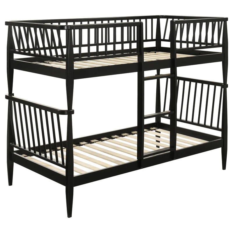 Coaster Furniture Abram 460061BLKT Windsor Twin Over Twin Wood Bunk Bed with Ladder - Black