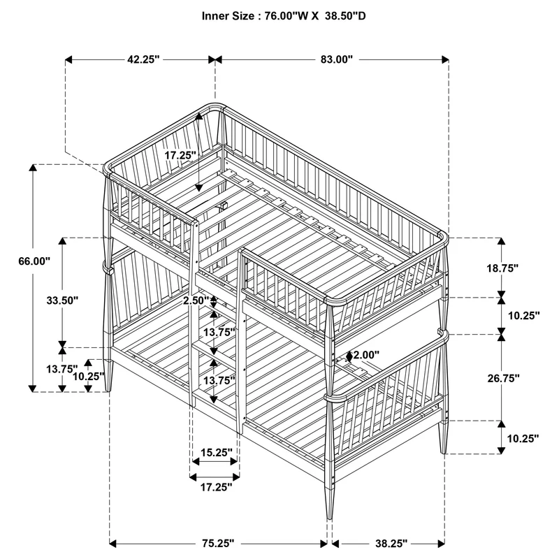 Coaster Furniture Abram 460061BLKT Windsor Twin Over Twin Wood Bunk Bed with Ladder - Black