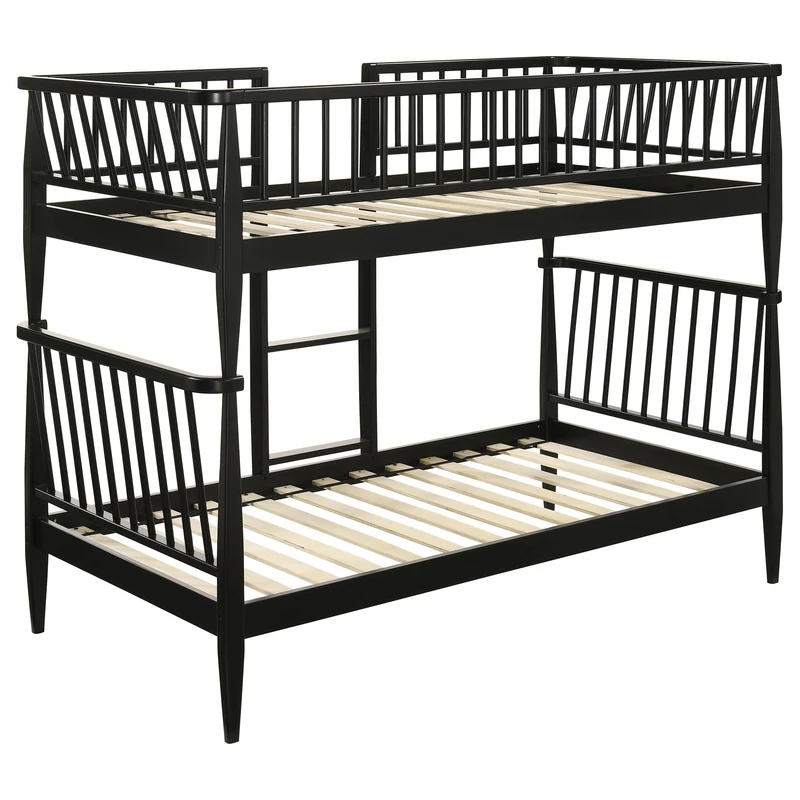 Coaster Furniture Abram 460061BLKT Windsor Twin Over Twin Wood Bunk Bed with Ladder - Black