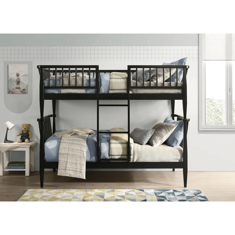 Coaster Furniture Abram 460061BLKT Windsor Twin Over Twin Wood Bunk Bed with Ladder - Black