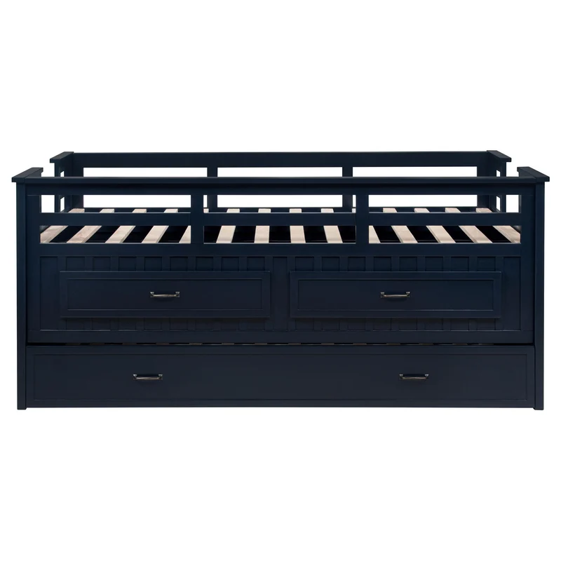 Coaster Furniture Carlsbad 401980T Wood Twin Captains Bed With Trundle - Navy Blue