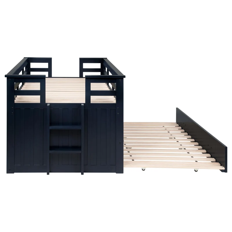 Coaster Furniture Carlsbad 401980T Wood Twin Captains Bed With Trundle - Navy Blue