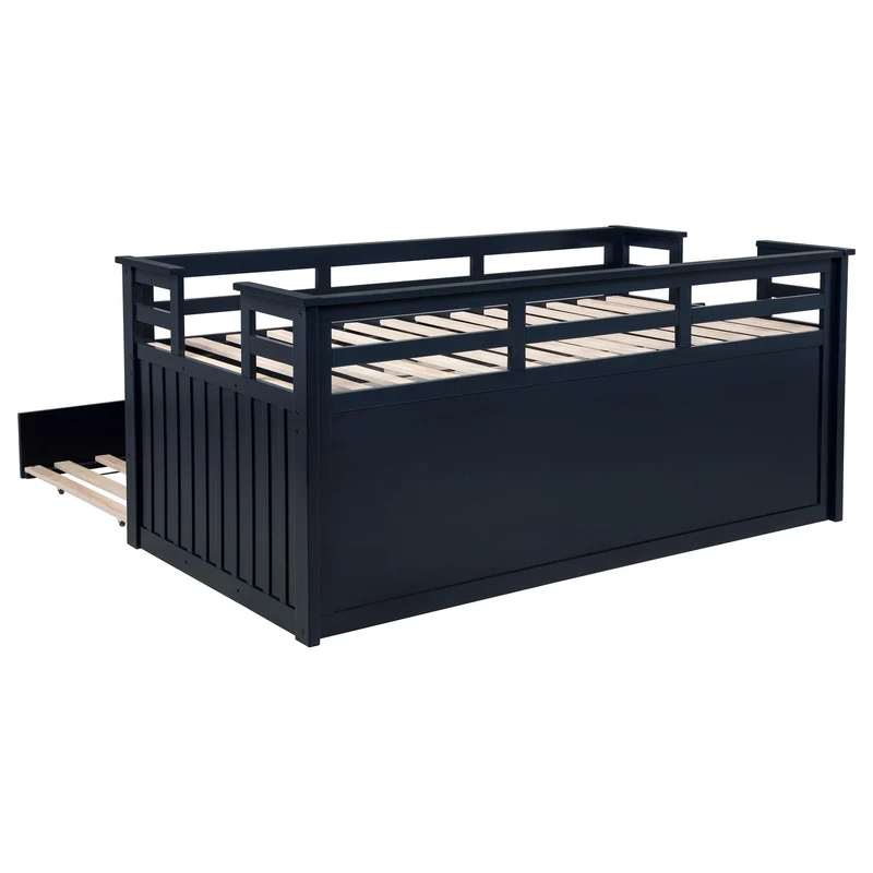 Coaster Furniture Carlsbad 401980T Wood Twin Captains Bed With Trundle - Navy Blue