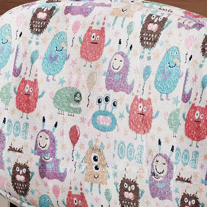 Contemporary Creative Rectangular Kid Cartoon Cotton-Linen Rubberwood Multi-Layer Plywood Desk Chair Height Adjustment Backrest Armrest For Home Office