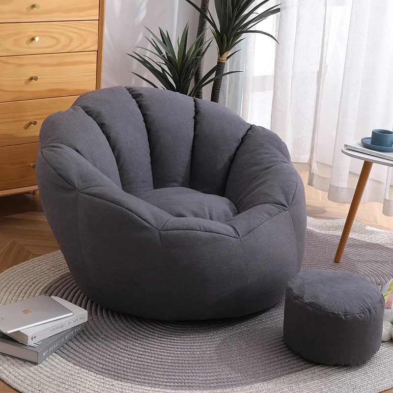 Modern Minimalist Round Floral-Shaped Cotton Linen EPS & EPP Particle Accent Chair Backrest Armrest For Living Room