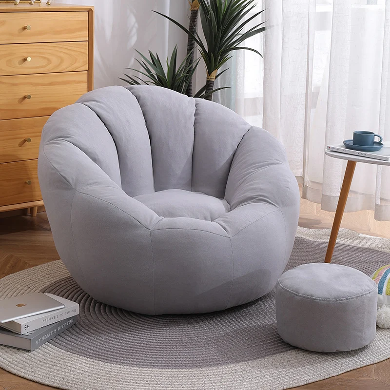 Modern Minimalist Round Floral-Shaped Cotton Linen EPS & EPP Particle Accent Chair Backrest Armrest For Living Room
