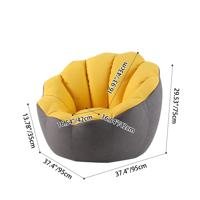 Modern Minimalist Round Floral-Shaped Cotton Linen EPS & EPP Particle Accent Chair Backrest Armrest For Living Room