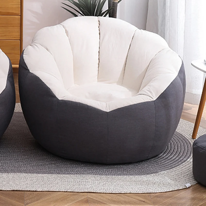 Modern Minimalist Round Floral-Shaped Cotton Linen EPS & EPP Particle Accent Chair Backrest Armrest For Living Room