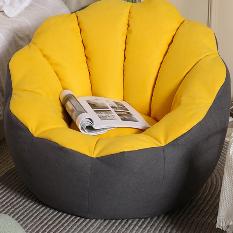 Modern Minimalist Round Floral-Shaped Cotton Linen EPS & EPP Particle Accent Chair Backrest Armrest For Living Room