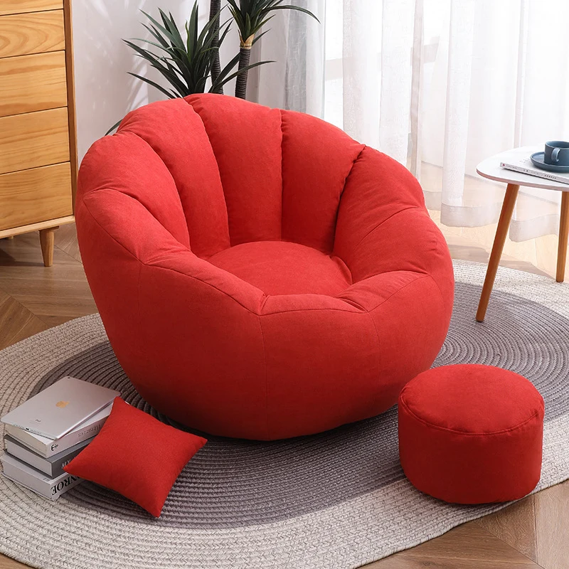 Modern Minimalist Round Floral-Shaped Cotton Linen EPS & EPP Particle Accent Chair Backrest Armrest For Living Room