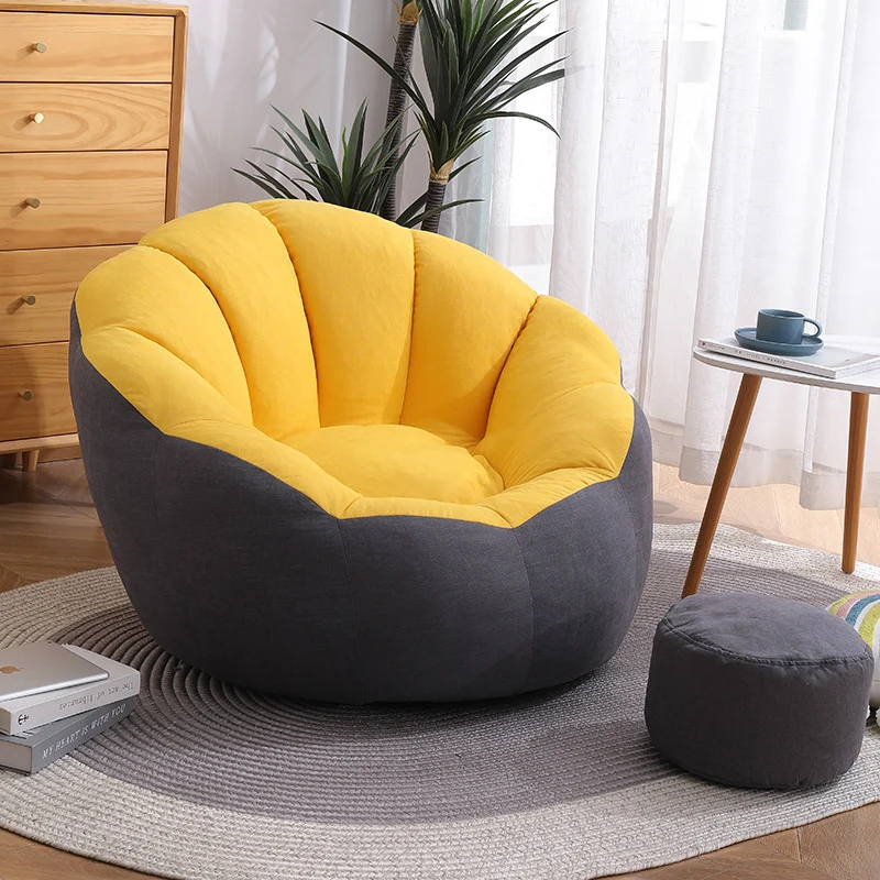 Modern Minimalist Round Floral-Shaped Cotton Linen EPS & EPP Particle Accent Chair Backrest Armrest For Living Room