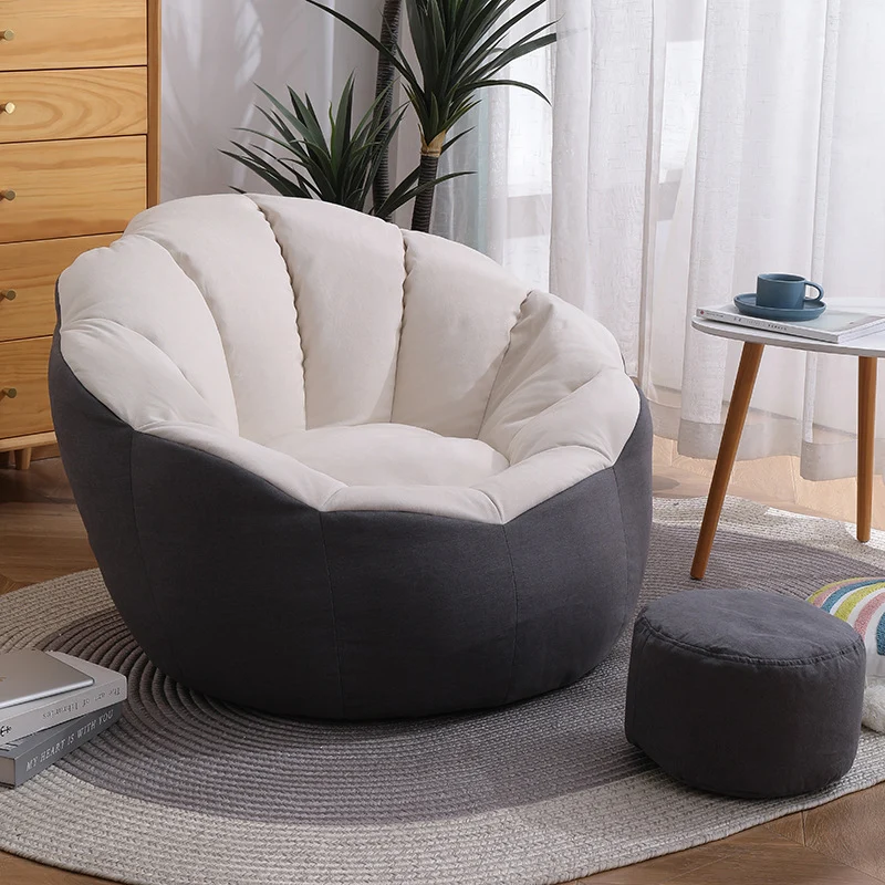 Modern Minimalist Round Floral-Shaped Cotton Linen EPS & EPP Particle Accent Chair Backrest Armrest For Living Room