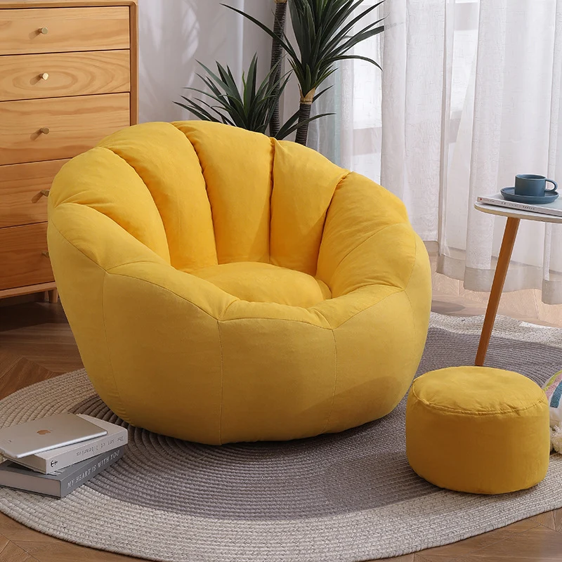 Modern Minimalist Round Floral-Shaped Cotton Linen EPS & EPP Particle Accent Chair Backrest Armrest For Living Room