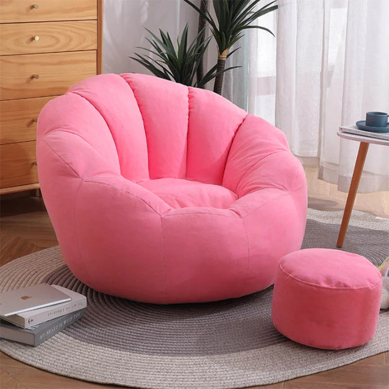 Modern Minimalist Round Floral-Shaped Cotton Linen EPS & EPP Particle Accent Chair Backrest Armrest For Living Room