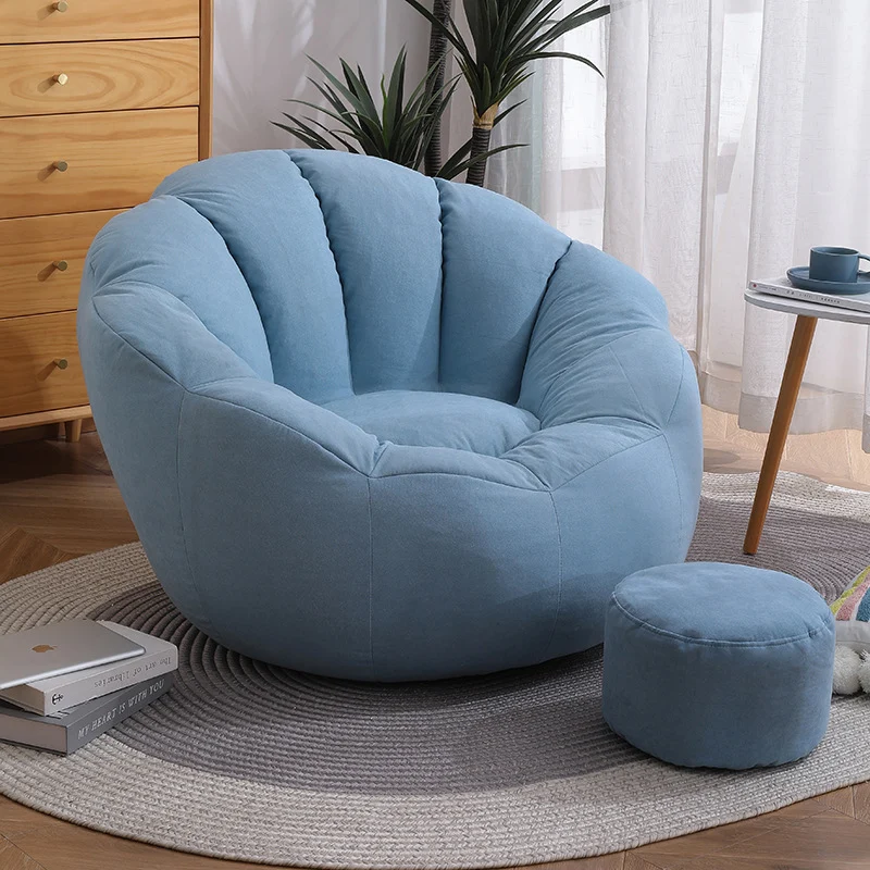 Modern Minimalist Round Floral-Shaped Cotton Linen EPS & EPP Particle Accent Chair Backrest Armrest For Living Room