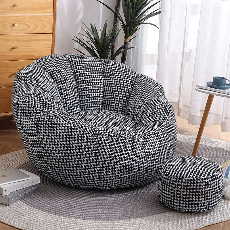 Modern Minimalist Round Floral-Shaped Cotton Linen EPS & EPP Particle Accent Chair Backrest Armrest For Living Room
