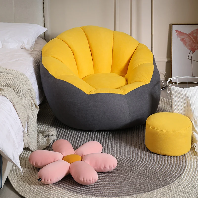 Modern Minimalist Round Floral-Shaped Cotton Linen EPS & EPP Particle Accent Chair Backrest Armrest For Living Room