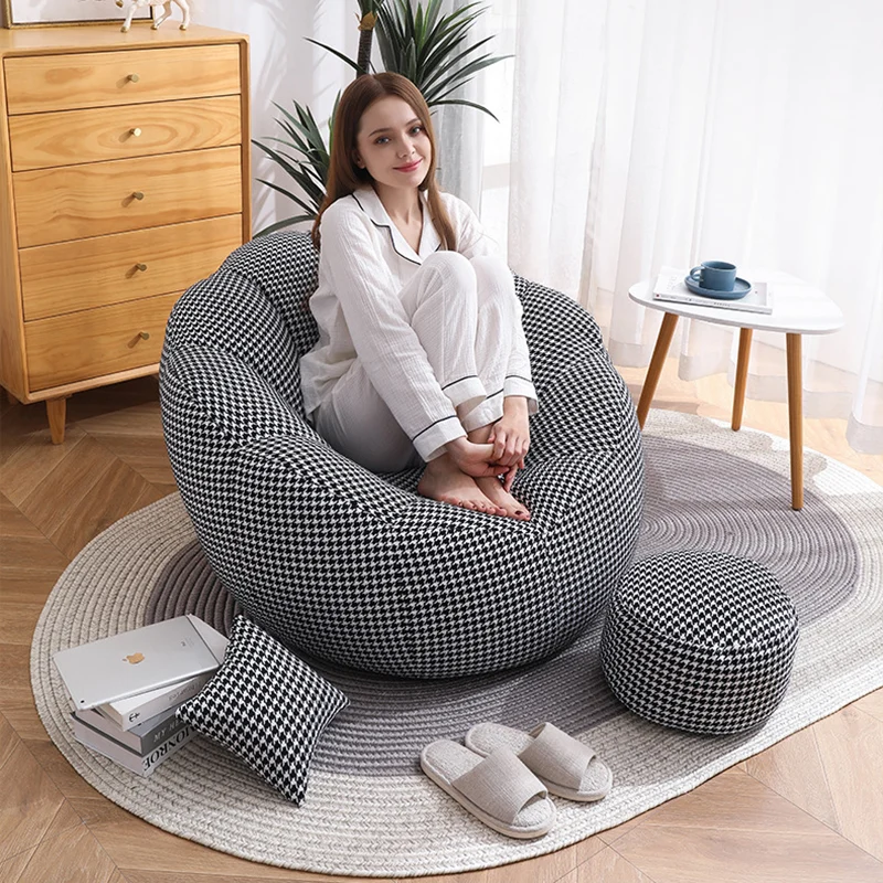 Modern Minimalist Round Floral-Shaped Cotton Linen EPS & EPP Particle Accent Chair Backrest Armrest For Living Room