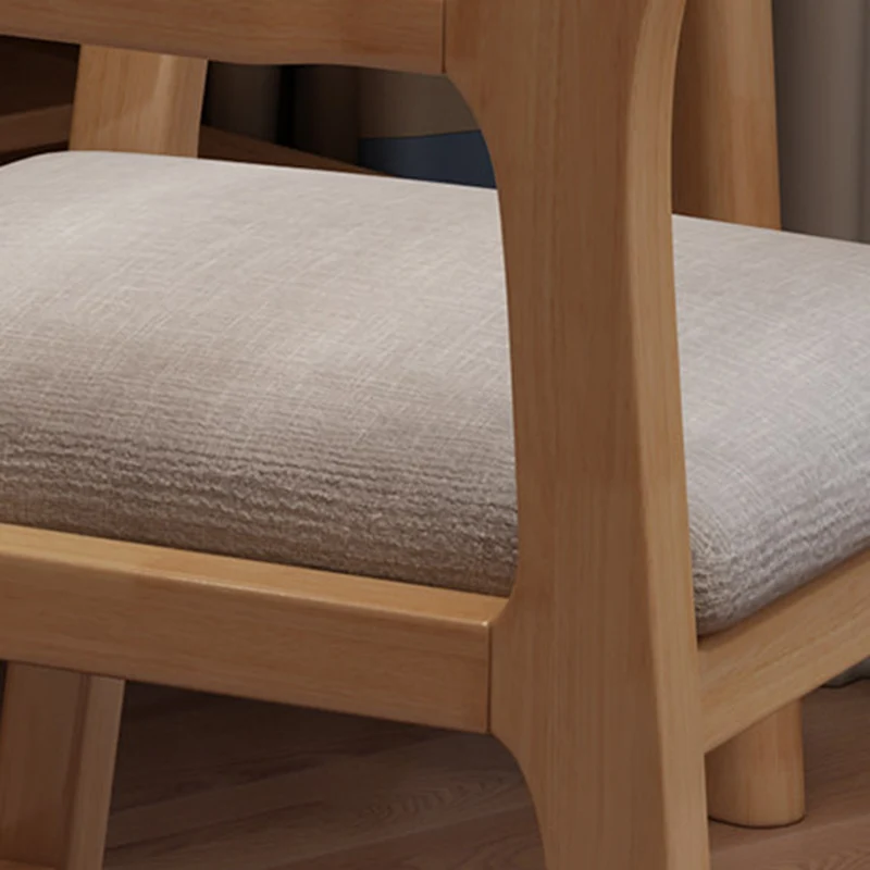 Contemporary Nordic Rectangular Linen-Cotton Rubberwood Multi-Layer Plywood Height-Adjustable Kid Desk Chair Backrest Armrest For Home Office