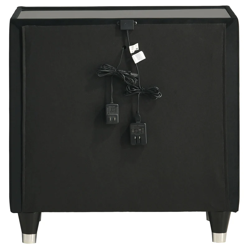 Coaster Furniture Ravenne 223192 2-drawer Velvet Upholstered LED Nightstand with USB - Black