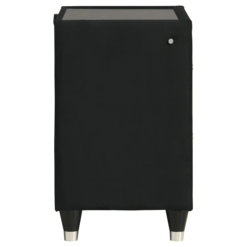 Coaster Furniture Ravenne 223192 2-drawer Velvet Upholstered LED Nightstand with USB - Black